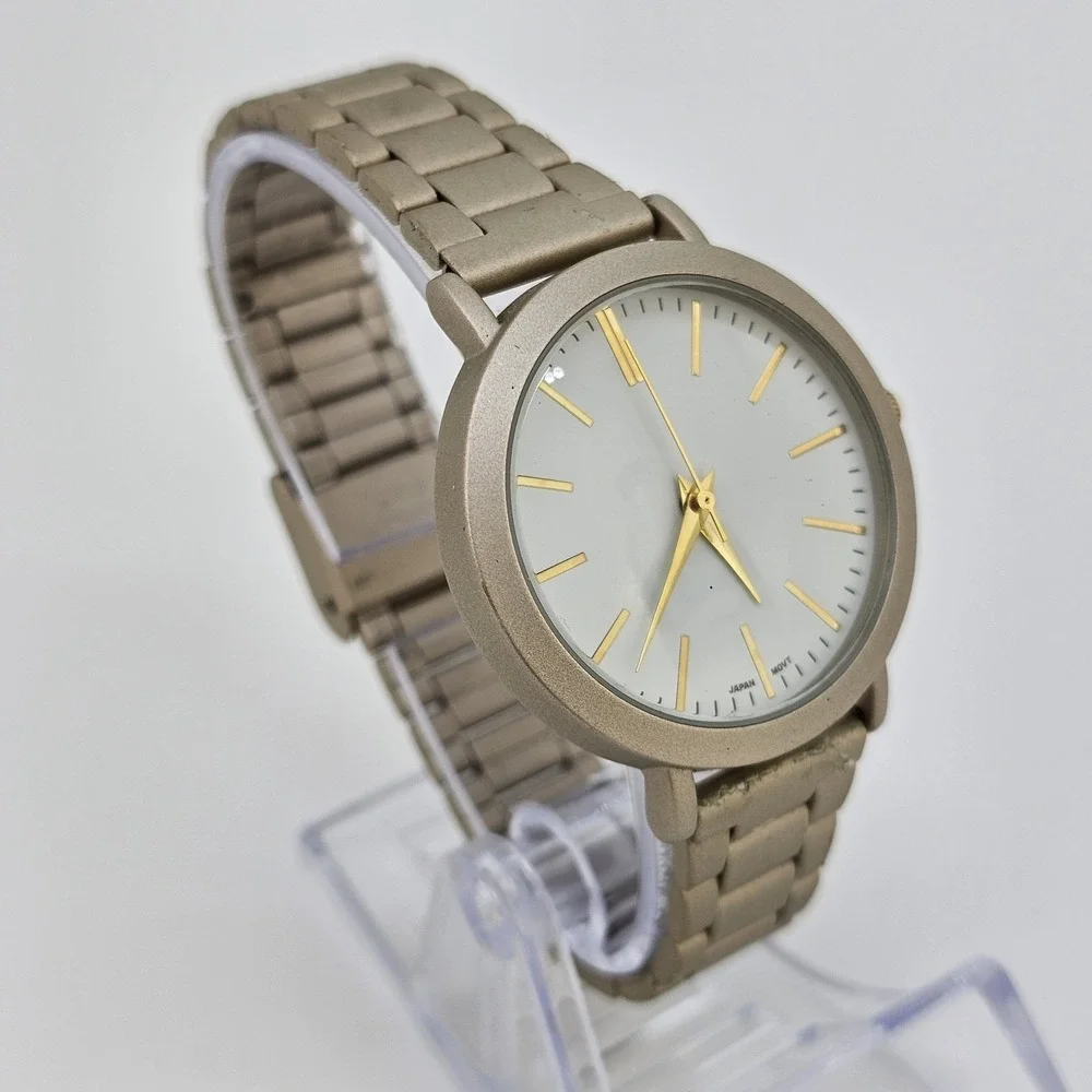 36MM Women's Watch White‎ Dial Champagne Bracelet Band New Battery